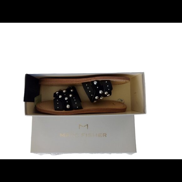 Marc Fisher Paxton Studded Leather Slides 6 - Picture 3 of 8